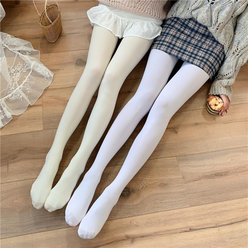 Gothic Pure Desire Milky White White Stockings Soft Girl Cute jk Girl Velvet 120d Jumpsuit Dance Leg