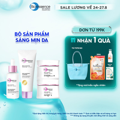 Bộ Bio-essence White - Sáng mịn Whitening: Kem ngày/ đêm 50g, Tinh chất 30ml, Sữa rửa mặt 100g, Kem chống nắng 40ml