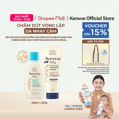 Bộ Sữa Tắm Gội & Kem Dưỡng Ẩm Cho Em Bé Da Nhạy Cảm Aveeno Baby Soothing Relief Moisture Cream (cream 227g+ wash 236ml)