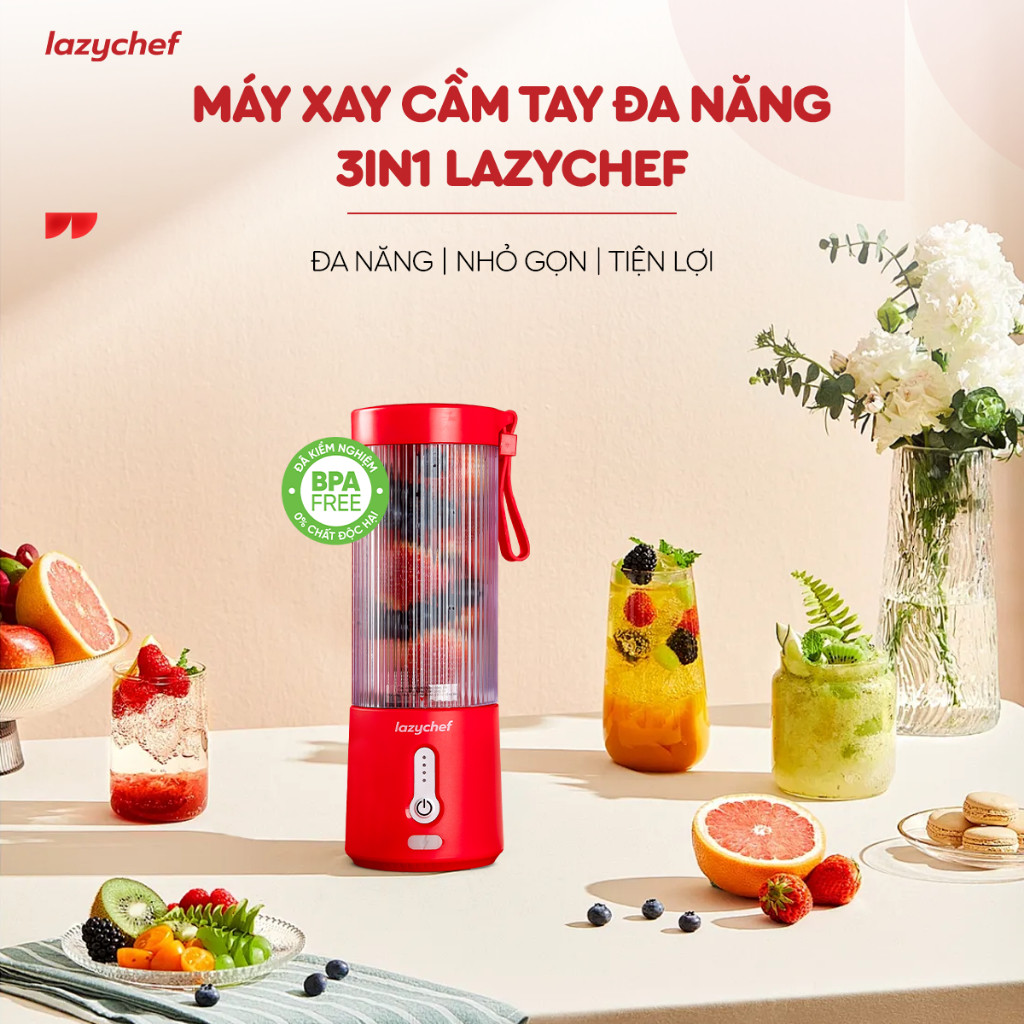 🌟 [HỎA TỐC] Máy xay sinh tố cầm tay 𝗟𝗮𝘇𝘆𝗰𝗵𝗲𝗳 𝘅𝗮𝘆 𝗱̄𝗮́ nhuyễn mịn, bảo hành chính hãng 12 tháng