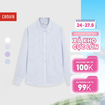 Áo sơ mi nữ tay dài kẻ sọc, trơn basic mặc đi học đi làm CANIFA 6TH26S002