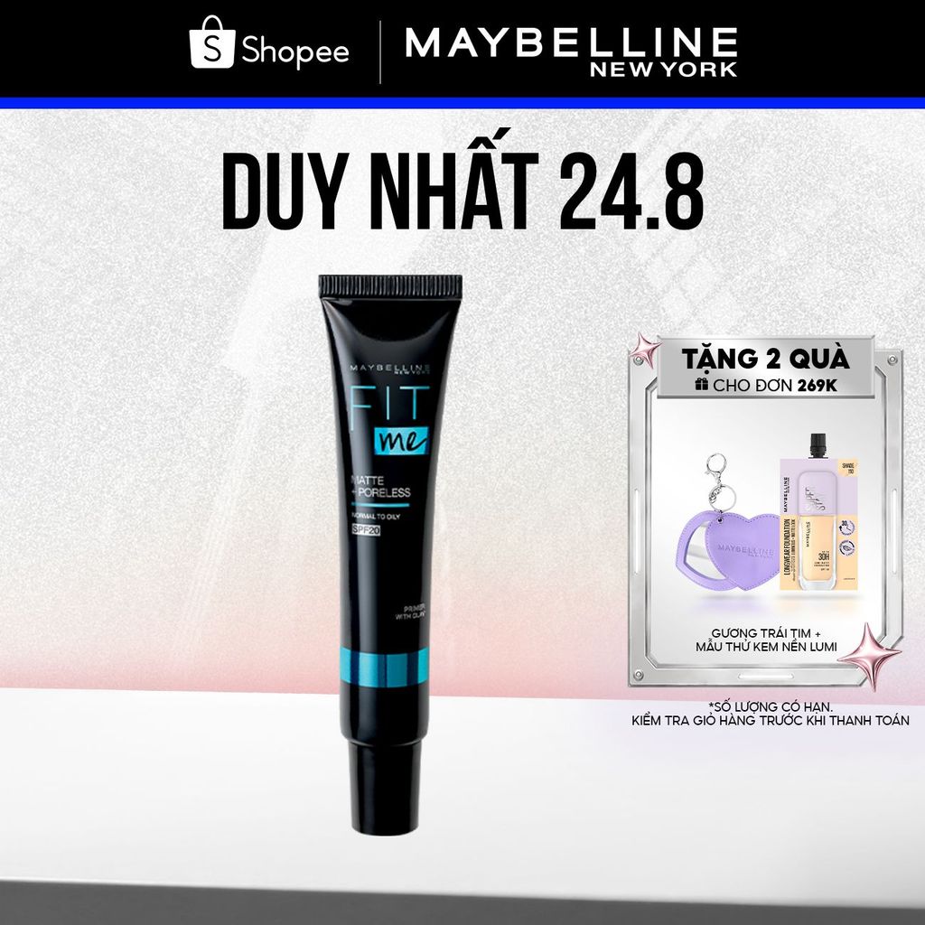 Kem Lót Kiềm Dầu Ngăn Xuống Tông SPF 20 Fit Me Primer Matte+Poreless Maybelline New York 30ml