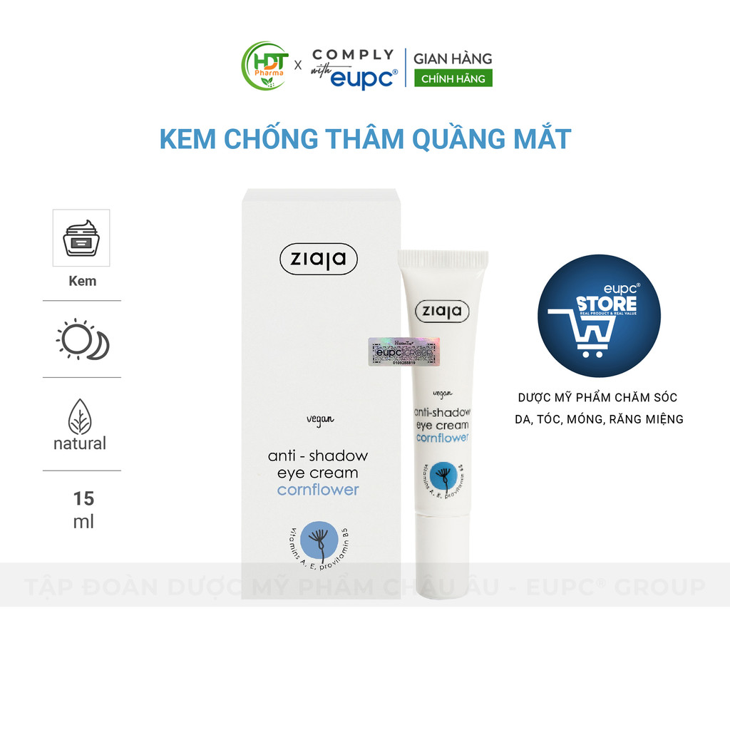 Kem Giảm Thâm Quầng Mắt Ziaja 15ml Chiết Xuất Thiên Nhiên, An Toàn Với Mắt EUPC STORE