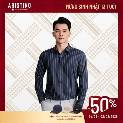 Sơ mi nam dài tay Aristino slim fit 48% Tre mềm mại thoáng mát họa tiết kẻ sọc thời trang ALS0190S3