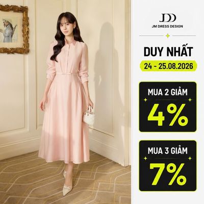 Đầm Xuân Hè Chân Nhún Dáng Dài 1S33.2606. Đầm Sơ Mi Dáng Dài Công Sở Đi Làm Thanh Lịch, Đầm Midi Nữ Thiết Kế Cao Cấp JM