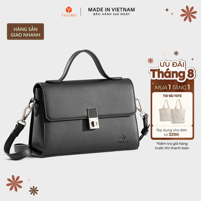 Túi Yuumy (Thời trang nữ nắp gập khoá xoay thanh lịch size 21 - Túi đeo chéo da Seasand YN302)