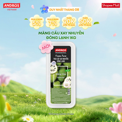 [CHỈ GIAO HCM] Mãng Cầu Xay Nhuyễn Đông Lạnh - Không chất bảo quản - ANDROS Frozen Puree - 1 KG