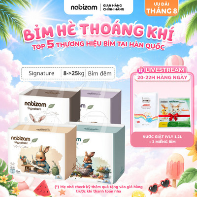 [LIVE KOL] Combo 4 Tã/Bỉm Đêm NABIZAM Signature Nội Địa Hàn, Mềm Mại, Siêu Thấm Hút Size L30/XL26/2XL22/3XL20