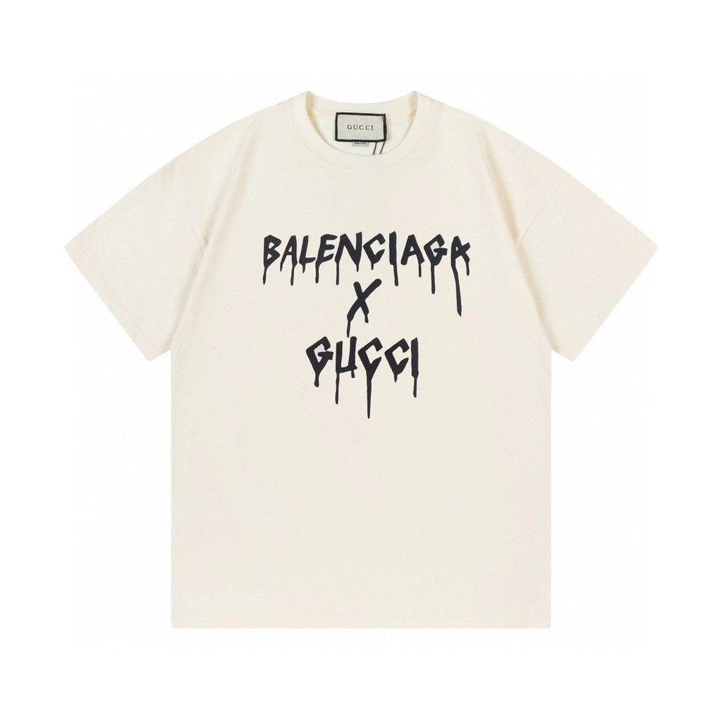 Áo thun ngắn tay cổ tròn GUCCI / GUCCI Nam Nữ Phong cách Kích thước lớn Tính khí Nặng Đơn giản Cơ bả