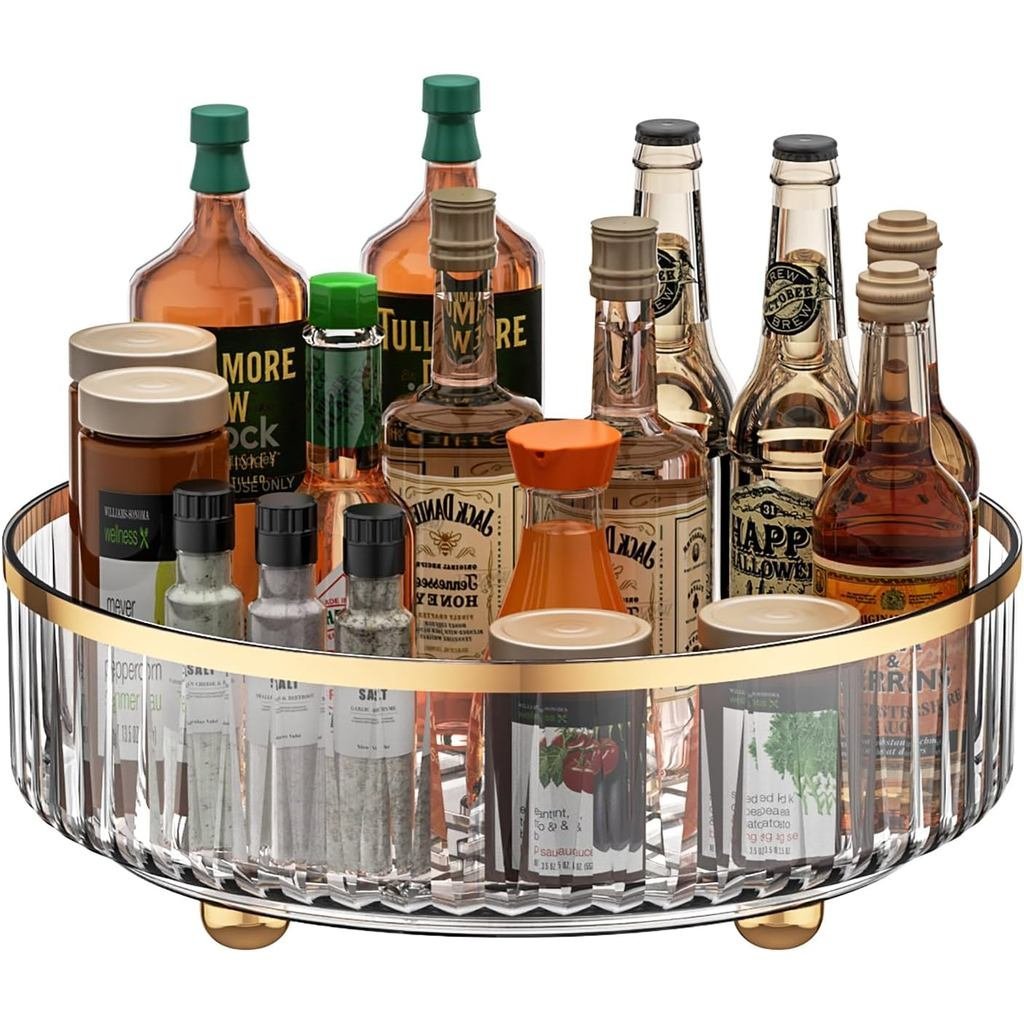 Clear Lazy Susan Pantry Organizers and Storage, 11” Turntable Organizer, Rotating Storage Rack for f