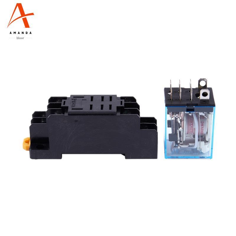 LY2NJ HH62P-L JQX-13F 220V AC Coil DPDT Power Relay 8 Pin w PTF08A Ổ cắm