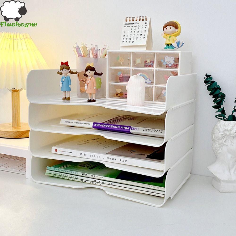 FLASHSYNC 1 Khay lưu trữ tập tin A4, Kệ sách Máy tính để bàn sắp xếp giá đựng tập tin có thể xếp chồ