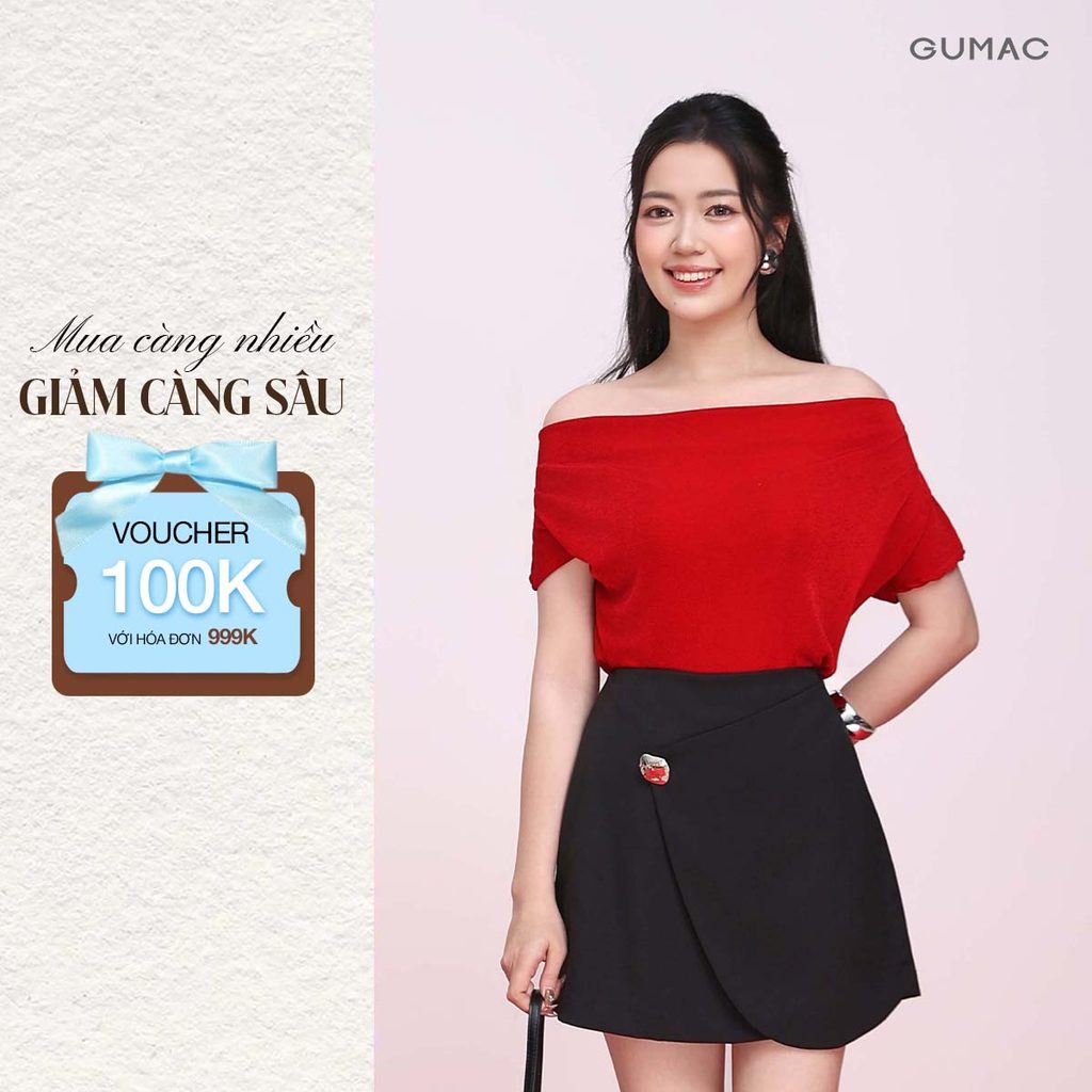 Chân Váy Nữ Đính Nút Trang Trí Màu Đen Thời Trang GUMAC VF05032
