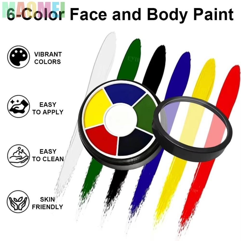 MAOMEI Body Paint Palette, Clown Face 6 Màu Face Paint Palette, SFX Water Activated Body Makeup Camo