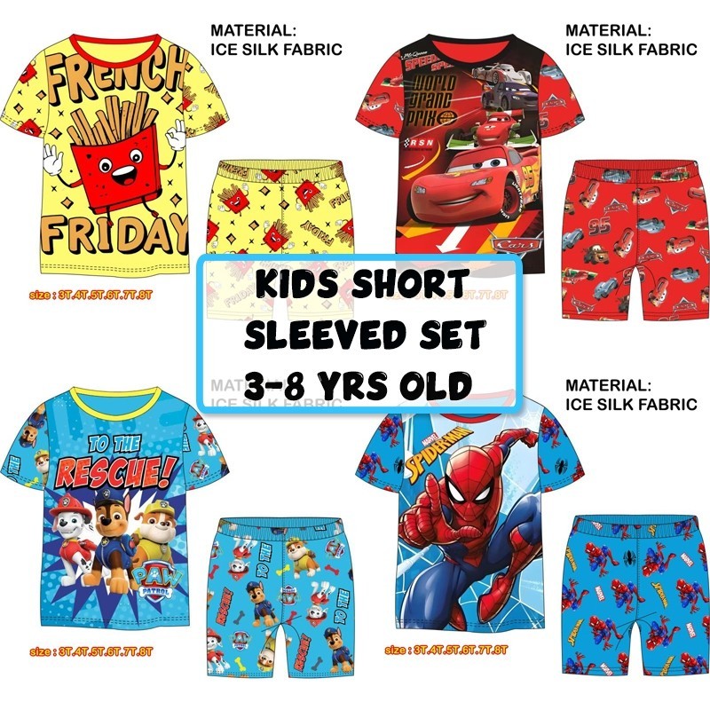 3-8 Years Old Kids Pyjamas / Children Sleepwear / Kids Pajamas Set / Kids Short Sleeved Playset