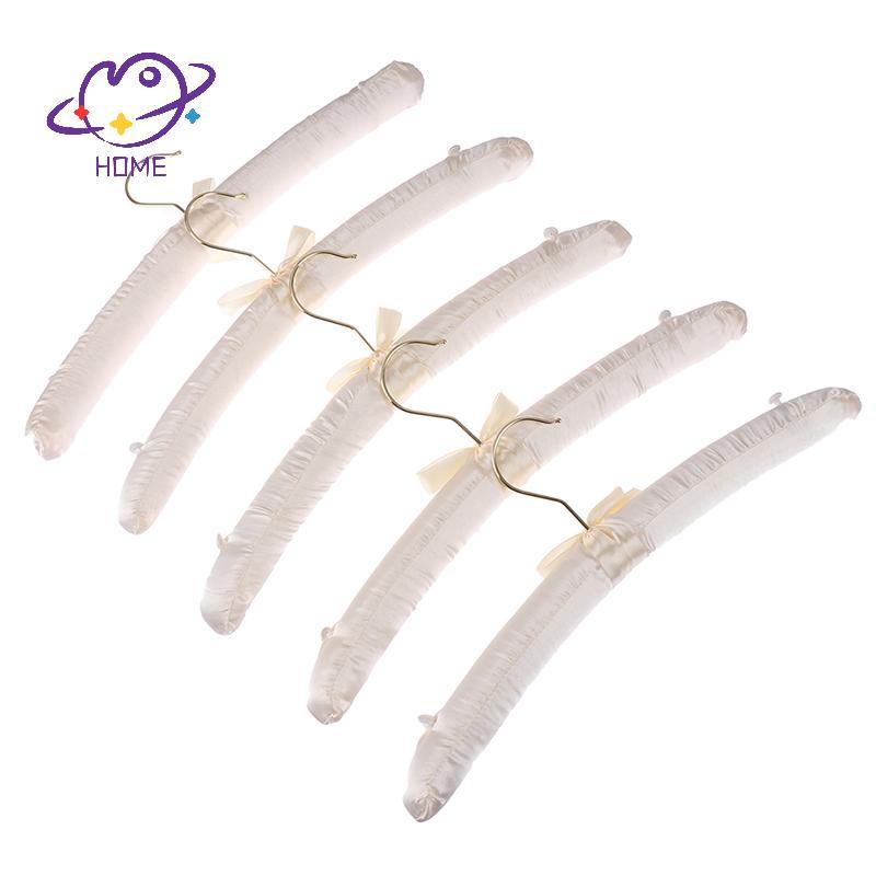[mayhome] 5 Cái 38cm Trắng Satin Đệm Top Móc Treo Quần Áo Áo Cô Dâu {TH}
