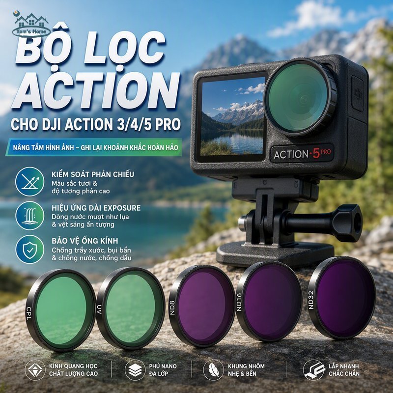 Bộ Lọc Kính Filter Cho Action3 Action4 Action5 Pro UV CPL ND8 ND16 ND32 Kính Quang Học