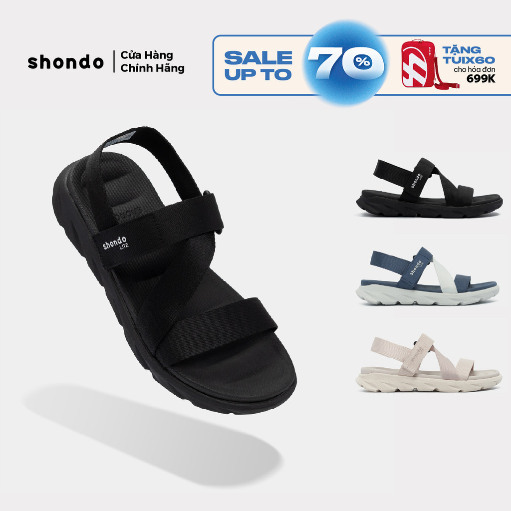 Giày Sandal Nam Nữ Shondo F6S Lite Quai Hậu Đi Học Nhiều Màu