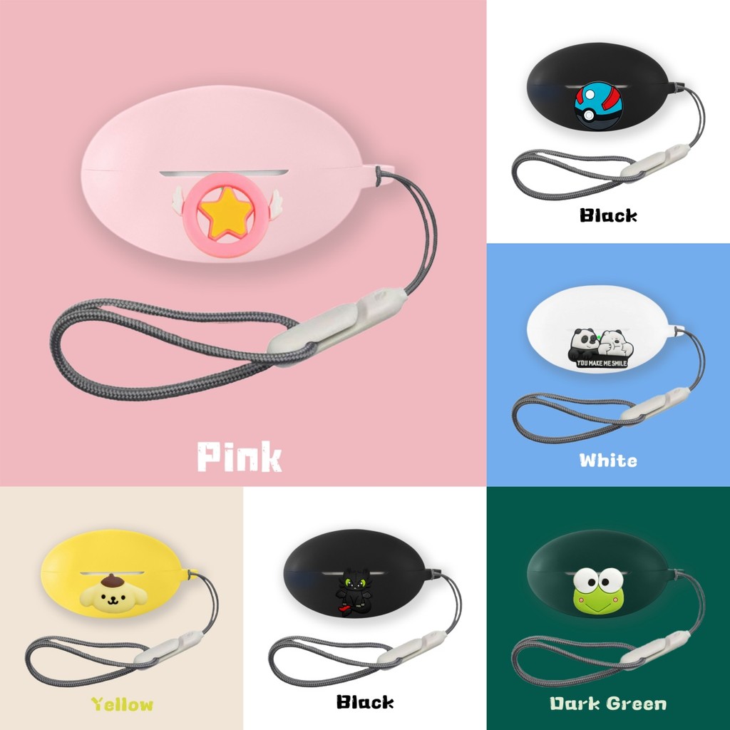 Suitable for HuaWei FreeBuds Neo Case Cartoon Panda Penguin Silicone Soft Case with Cute Lanyard Sho