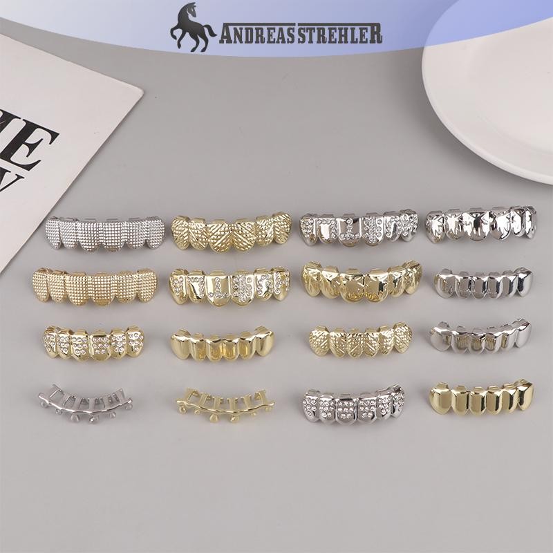 Onetimingfine Hip Hop Kim Loại Răng Grillz Vàng Màu Bạc Răng Grillz Mũ Răng Có Thể Tháo Rời Punk Cos