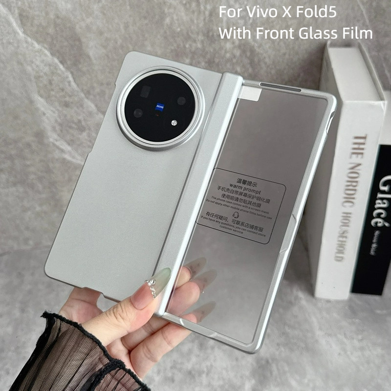 Với HD Kính Cường Lực Phim Sơn PC Bản Lề Lò Xo Cứng Flip Case Cho Vivo X Fold5 Fold 5 Vỏ Điện Thoại