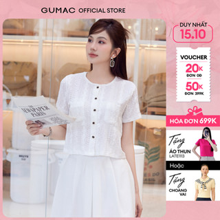 Áo thun nữ form slim nẹp cài nút kiểu túi đắp thời trang GUMAC ATF09020