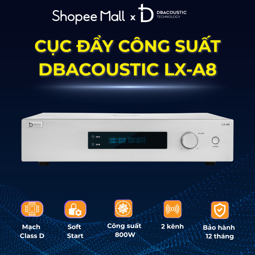 Cục đẩy công suất DBAcoustic LX-A8 - 2 kênh & 4 kênh - Class D - 800W/kênh - Chính hãng - BH12T