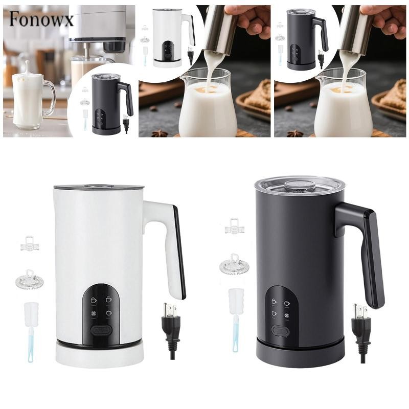 Fonowx Máy tạo bọt sữa điện Máy hấp cà phê tự động Máy trộn nước uống cho Matcha Sôcôla nóng Latte Tiết kiệm không gian đa chức năng