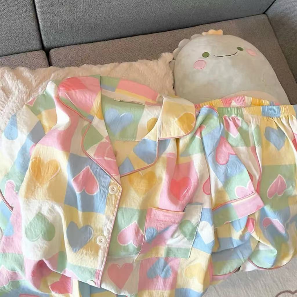pijama Đồ ngủ nữ mềm mại Thoải mái Bộ đồ ngủ ngắn tay đồ mặc nhà Hoạt hình dễ thương pyjama 607
