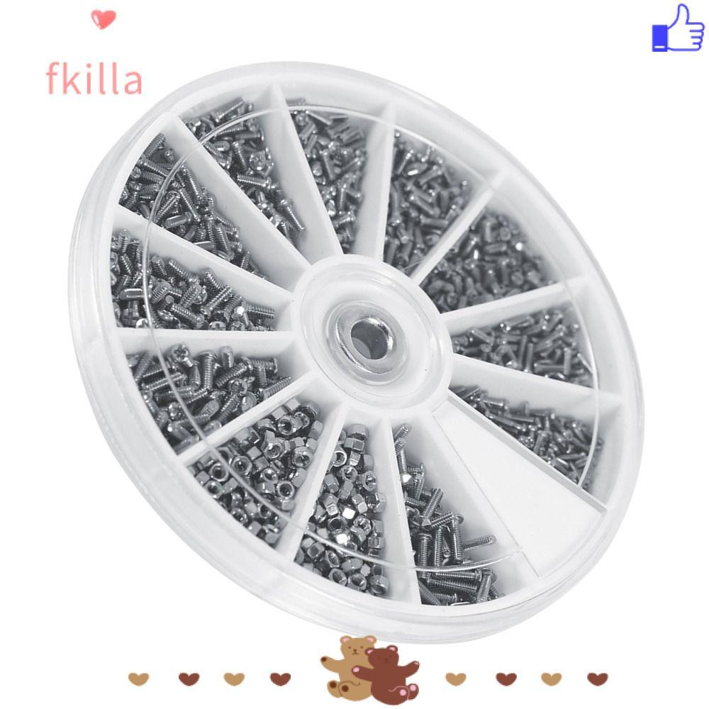 Ốc vít nhỏ FKILLA Ốc vít đai ốc, Các loại hạt đa dạng để bảo trì kính mắt Bộ nhỏ gọn cho bộ phận sửa