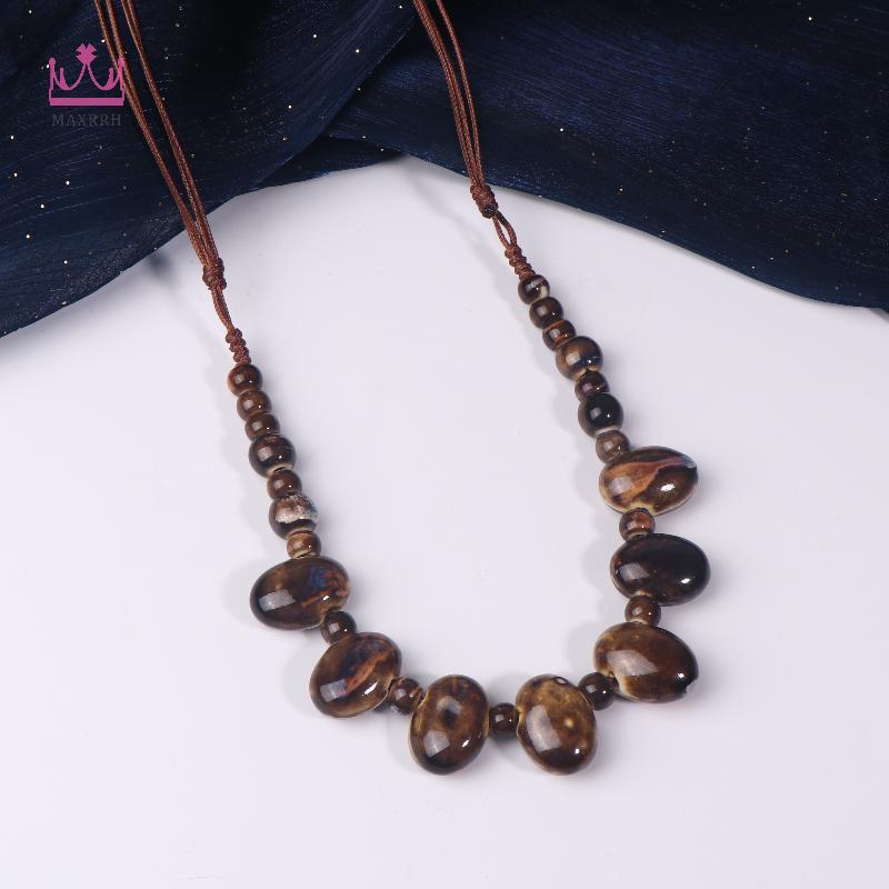 Vòng cổ handmade gốm đậu style boho vintage điều chỉnh size