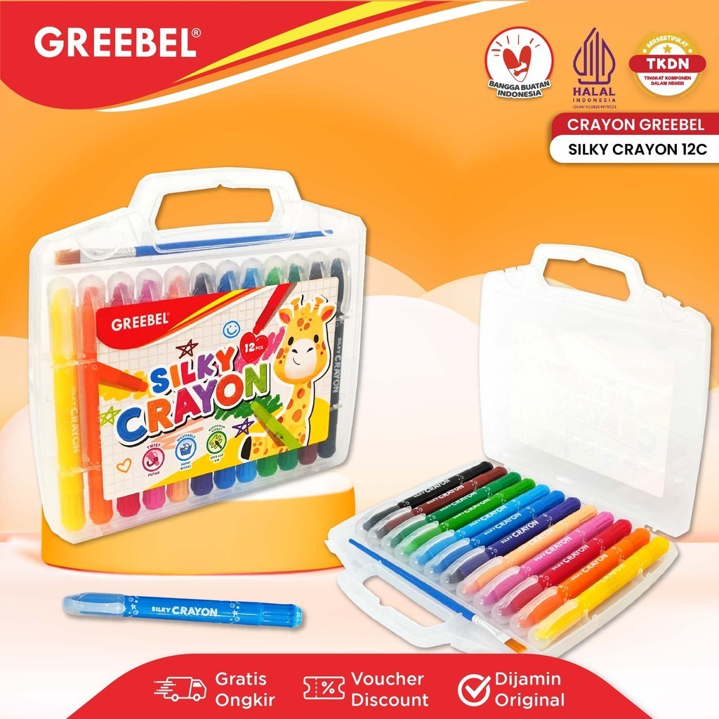 GREEBEL Silky Crayon 12 Màu / Bút chì lụa 12 Bộ màu / Bút chì màu mịn