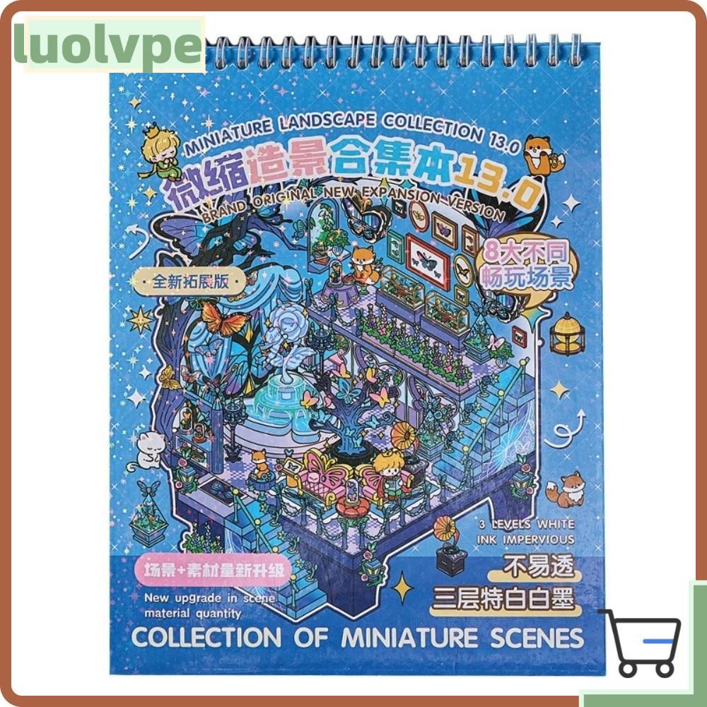 Nhãn dán xếp chồng trực quan LUOLVUO, 15 tờ 8 cảnh PET Mini Scene Sticker, Dễ thương DIY Craft Punk 