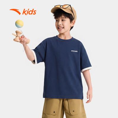 Anta Kids Áo Thun Ngắn Tay Bé Trai từ 10-14 tuổi Iconic Thoáng Mát, Thời Trang Năng Động 3526C8102