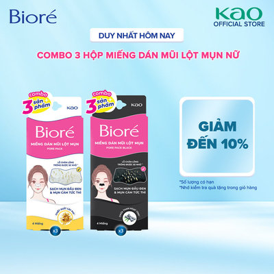 Combo 3 hộp miếng dán lột mụn mũi nữ Bioré