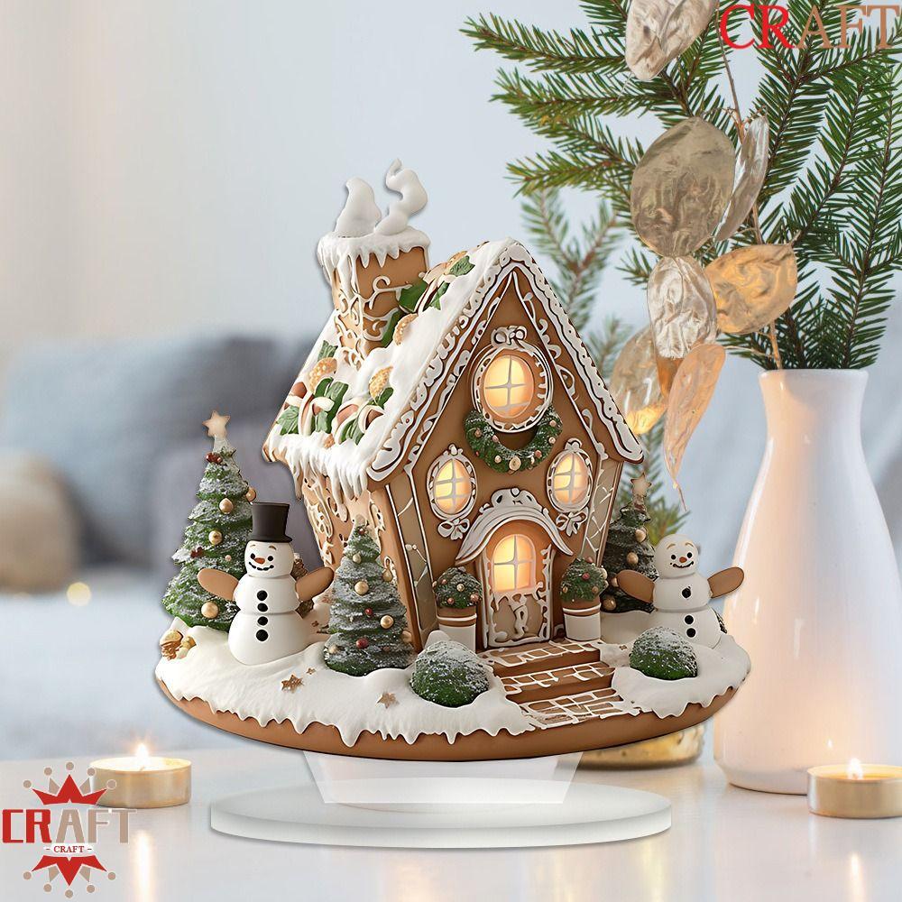 CRAFT Giáng Sinh Nhà Tuyết Tượng, 2D Acrylic Xmas Magic House Hình Tượng, Sáng Tạo Chống Mài Mòn Nhẹ