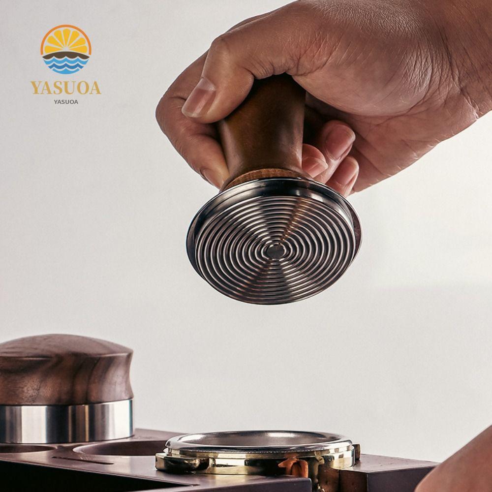 Máy xay cà phê LARGLO, Máy san phẳng / ren đáy phẳng 51 / 53 / 58MM, Thiết kế lò xo tay cầm bằng gỗ 