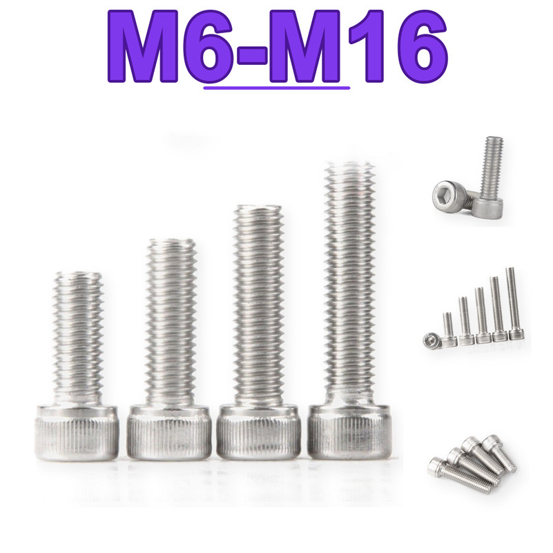 INOX 304 Bu lông lục giác chìm đầu trụ ren mịn M6*0.75*8 M6*0.75*10 M6*0.75*12 M6*0.75*16 M6*0.75*20