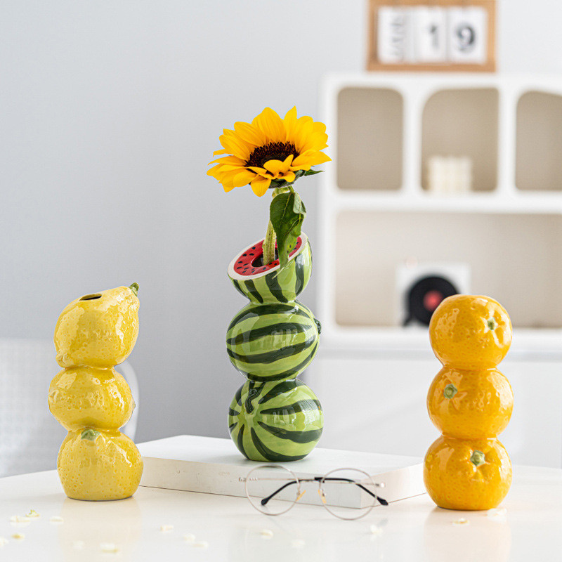 Preferred#Dehua Ceramic Creative Fruit Ceramic Vase Home Flower Arrangement Container Desktop Decora