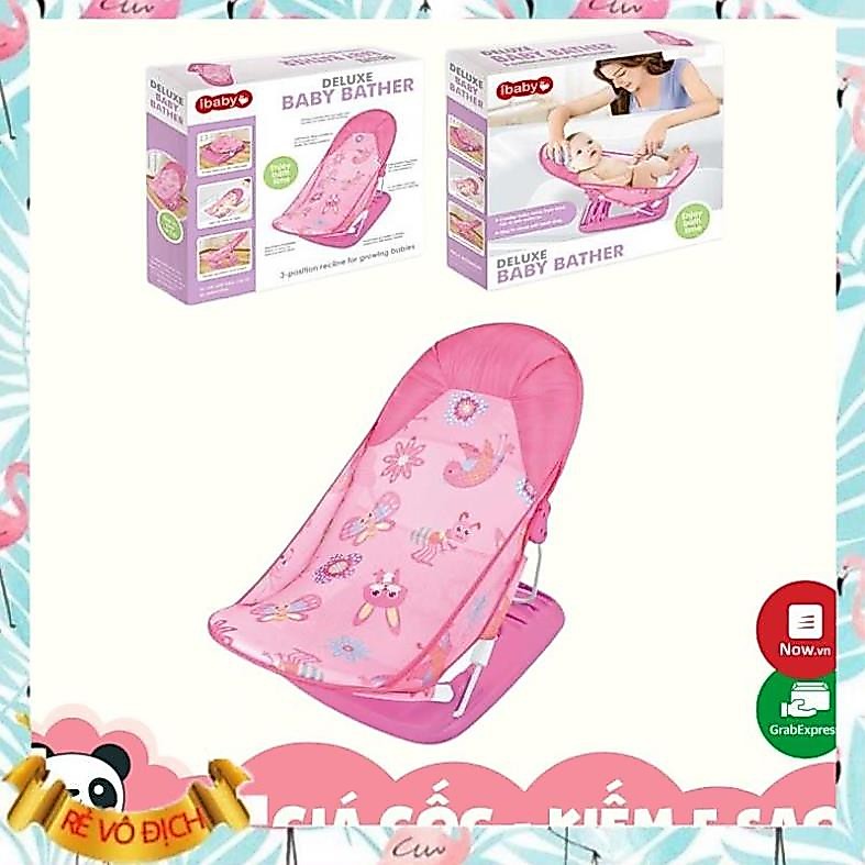 FREE SHIP  Ghế nằm tắm có tựa đầu trẻ em Màu Hồng iBaby chính hãng