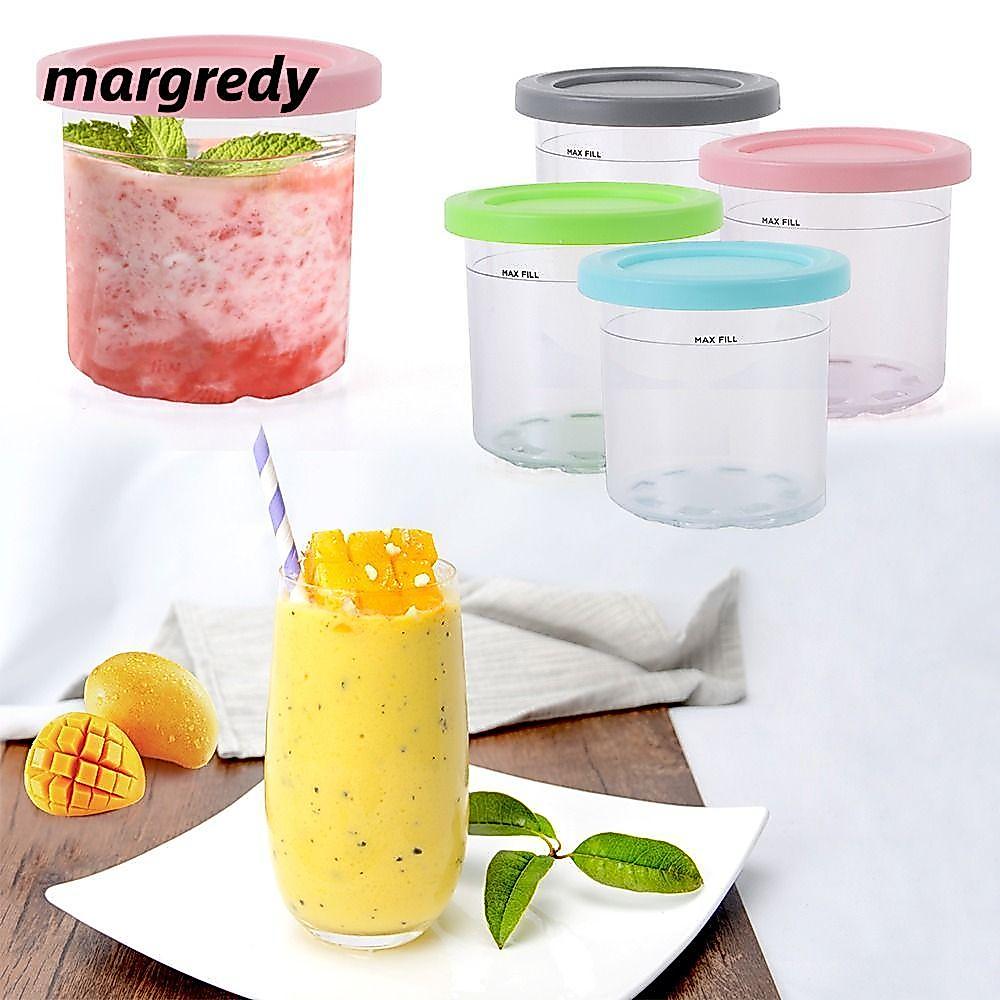 MARGREDY 2 / 4 Hộp Đựng Kem Chai Nhựa Nhà Bếp Tiện Ích Chống Rò Rỉ Bảo Quản Lọ Cho Ninja Creami Dành