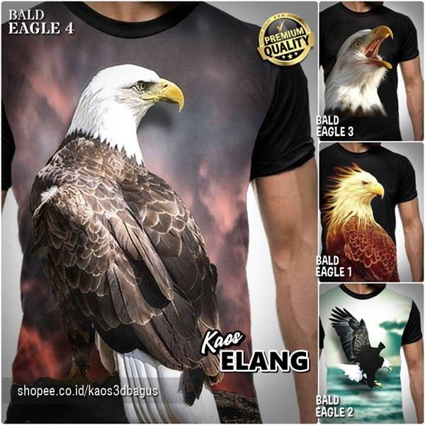 Áo thun 3d Eagle Eagle Bald Eagle 3 Áo thun hình chim động vật