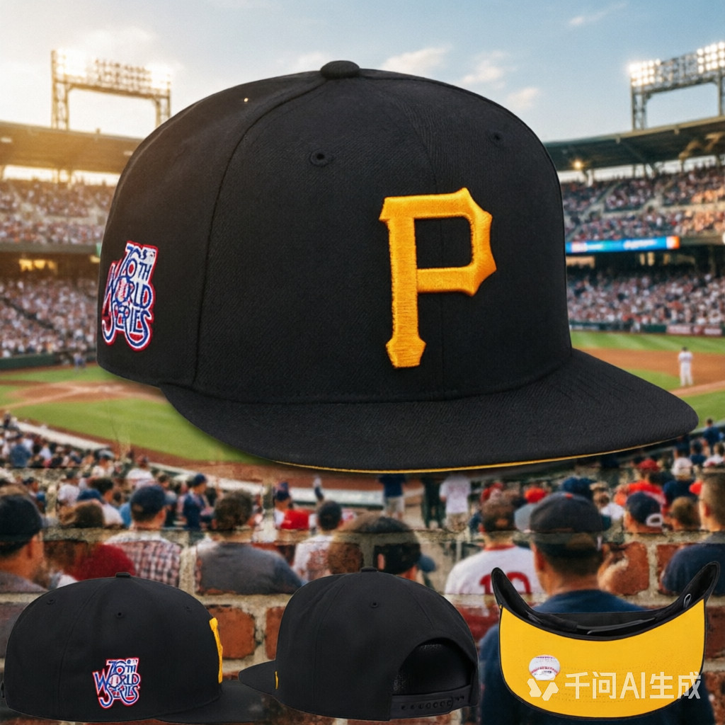 47Brand Pittsburgh Cướp Biển 76th World Series Snapback Cap Có Thể Điều Chỉnh Đen Chắc Chắn Bắn Dưới