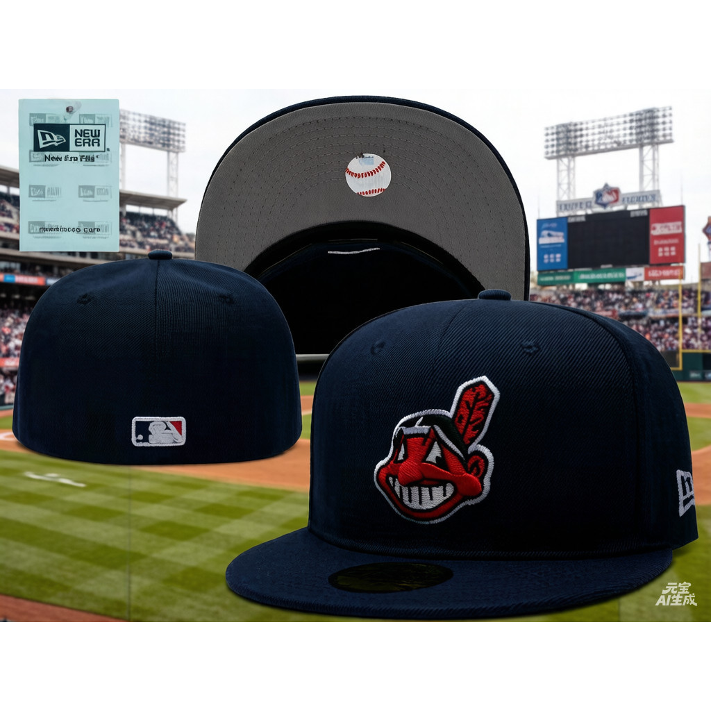 Kỷ Nguyên Mới Chính Hãng MLB Cleveland Indians Wahoo Guardians Navy 59Fifty Trang Bị Mũ Không Thể Đi