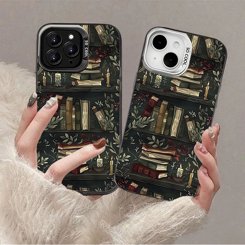 Ốp lưng điện thoại kim loại mờ phù hợp cho iPhone 11/12/13/14/15/16/17 Pro Max Plus X Xs Max Tủ sách