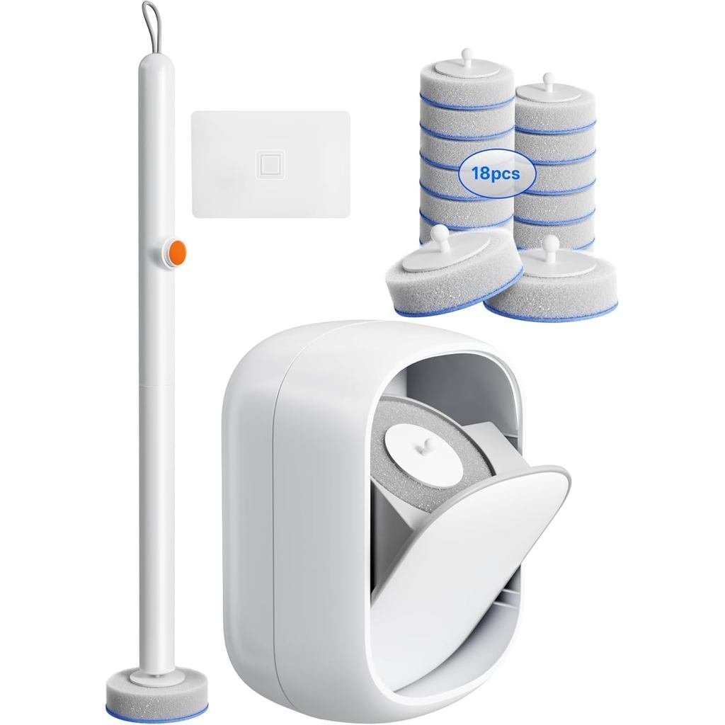 Disposable Toilet Cleaning System-Toilet brush set，Including18A high-performance replacement brush h