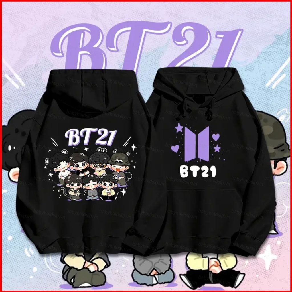 BS1 BTS BT21 RM Jin SUGA / Agust D Áo Hoodie KPOP Áo Unisex Dài Tay Top SB1