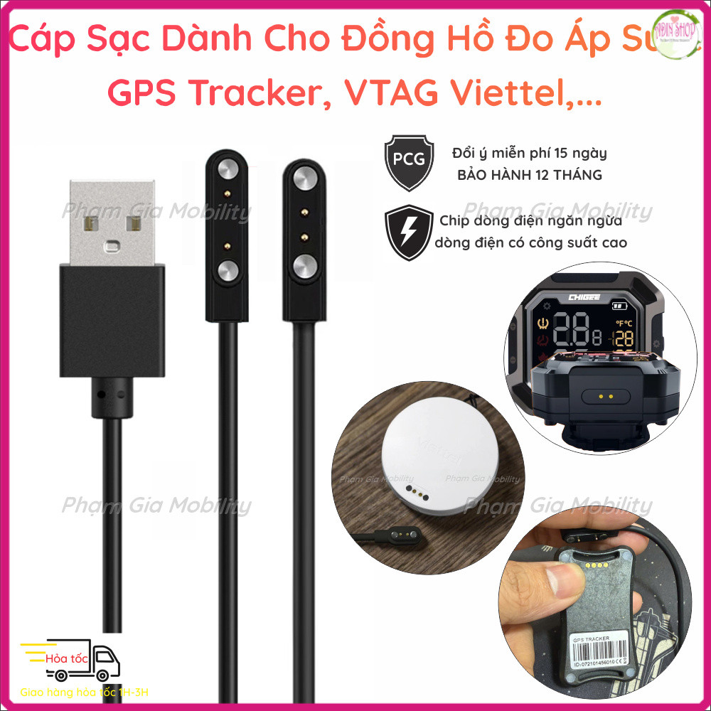 [BH 12 Tháng] Dây cáp sạc dành cho Định Vị Thông Minh, Đồng Hồ Đo Áp Suất Lốp VTAG GPS Viettel t tag