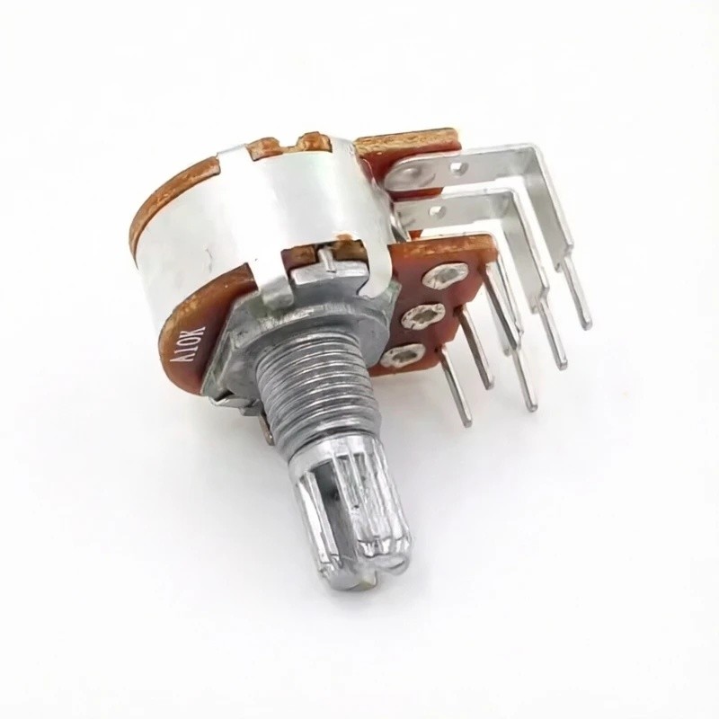1 Chiếc Kênh Kép A10K A50K Phim Carbon Potentiometer Âm Thanh Amp Điều Khiển Âm Lượng 15 Mm Trục Hoa