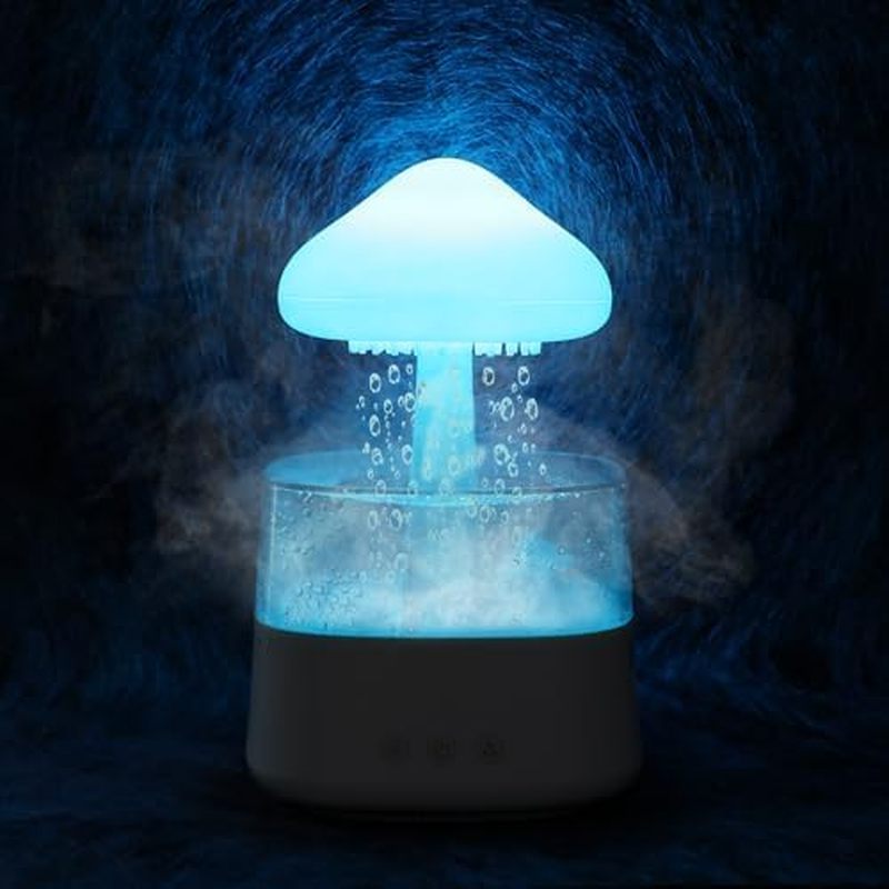 Rain Cloud Humidifier Water Drip with Adjustable LED Lights White Noise Humidification Desk Fountain